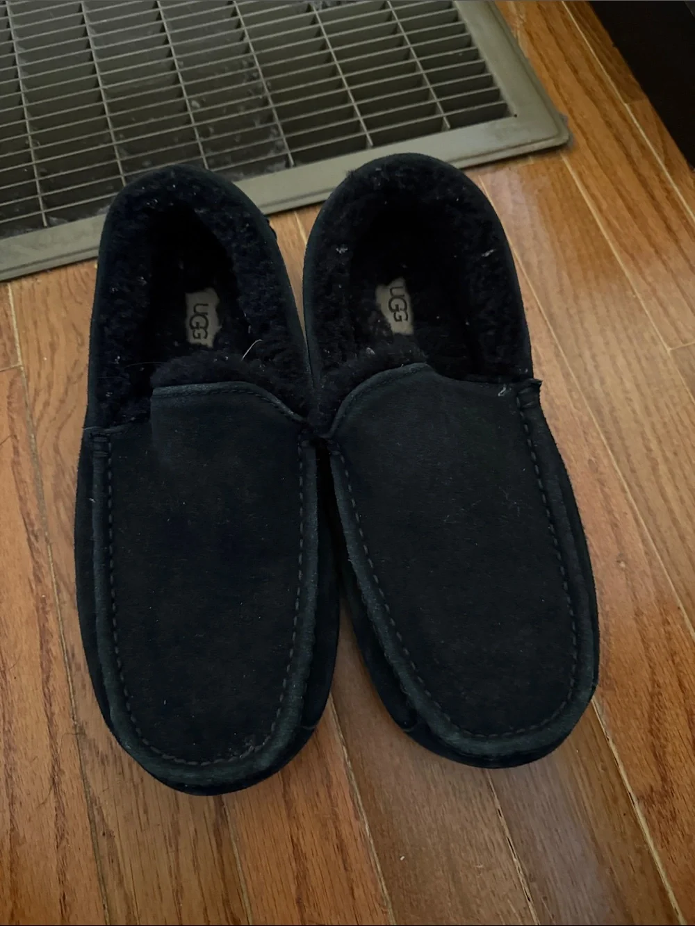 UGG Men's Black Suede Shearling-Lined Moccasins